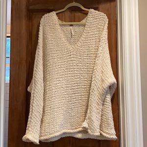 Cream oversized V neck sweater !